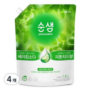 순샘 베이킹소다 피톤치드향 리필 세제, 1.4L, 4개