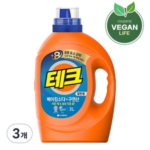 테크 베이킹소다 플러스 구연산 액상세제 본품, 3L, 3개