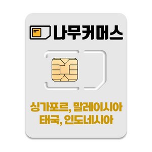 나무커머스 싱가포르 말레이시아 태국 인도네시아 유심, 4일, 매일 1GB 소진시 저속 무제한, 1개