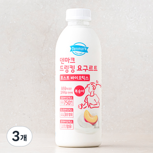 덴마크 드링킹요구르트 포스트바이오틱스 복숭아, 750ml, 3개