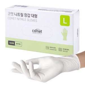 코멧 니트릴장갑 화이트, 대(L), 1개