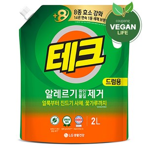 테크 알레르기 원인물질 제거 드럼용 액상세제 리필, 2L, 1개