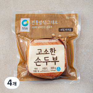 청정원 고소한 손두부 부침 찌개용, 300g, 4개