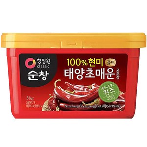 청정원순창 100% 현미 골드 태양초 매운 고추장, 3kg, 1개