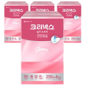 크리넥스 실크 소프트 천연펄프 미용티슈 2겹, 250매, 24개