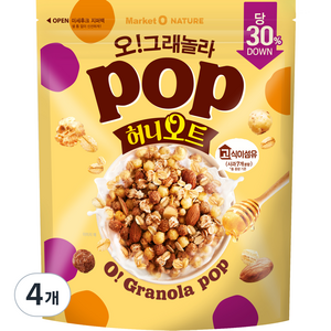 마켓오네이처 오 그래놀라 팝 허니오트, 480g, 4개