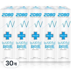 2080 덴탈크리닉 뉴샤이닝 화이트 베이직 치약, 140g, 30개