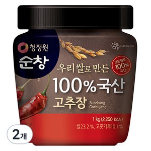 청정원 순창 우리쌀로 만든 100% 국산 고추장, 1kg, 2개