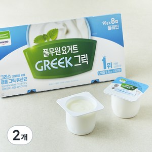 풀무원다논 그릭 플레인 요거트, 90g, 8개입, 2개