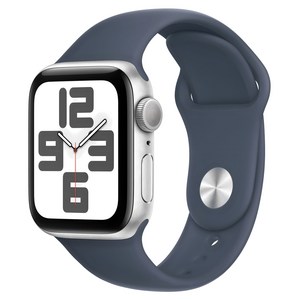 Apple 2023 애플워치 SE 2세대 알루미늄 케이스, 실버(애플워치), 스톰 블루(스포츠 밴드), 40mm, GPS, 실버 / 스톰 블루 스포츠 밴드, S/M