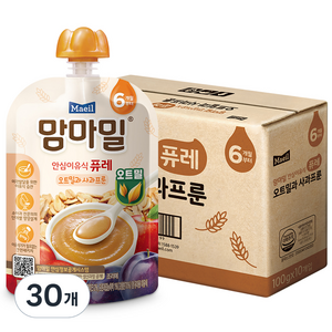 맘마밀 안심이유식 퓨레, 6개월 ~ 오프밀과사과프룬, 100g, 30개