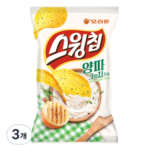 오리온 스윙칩 양파크림치즈맛, 3개, 60g