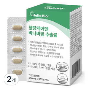 헬로바이오 혈당케어엔 바나바잎 추출물 30g, 2개, 60정