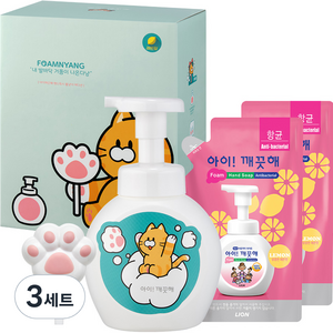 아이깨끗해 폼냥이 핸드워시 레몬향 1개 + 리필 200ml 2개 + 거품툴 1개 + 폼냥이스티커 2개, 3세트