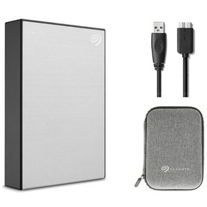 씨게이트 One Touch HDD 외장하드 STKZ4000401 데이터복구+암호화 기능+파우치+USB케이블, 4TB, 실버