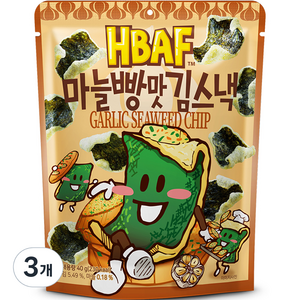 바프 마늘빵맛 김스낵, 40g, 3개