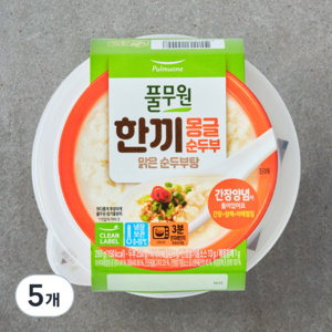 풀무원 한끼 몽글 순두부 맑은 순두부탕, 269g, 5개