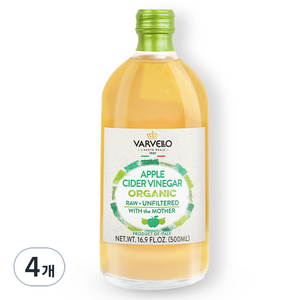 발베로 유기농 사과식초 애플 사이다 비네거, 500ml, 4개