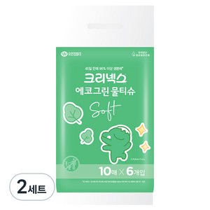 크리넥스 에코그린 소프트 리틀카카오프렌즈 물티슈 휴대형, 45g, 6개입, 2세트