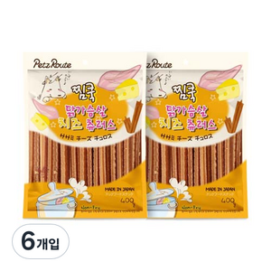 펫츠루트 찜쿡 츄러스 반려견 간식 400g, 닭가슴살 + 치즈 츄러스 혼합맛, 6개