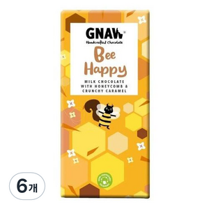 GNAW 밀크 초콜릿 비 해피 초콜릿 바, 100g, 6개