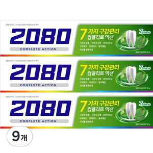 2080 컴플리트액션 치약 허브민트향, 120g, 9개