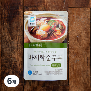 대상 청정원 바지락 순두부찌개 양념, 150g, 6개