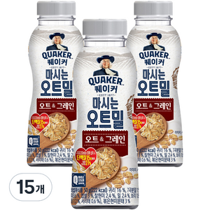 퀘이커 마시는 오트밀 오트&그레인, 50g, 15개