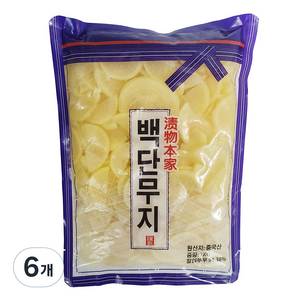 토호식품 백단무지 슬라이스, 1kg, 6개