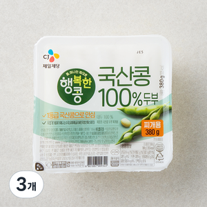 행복한콩 국산콩 두부 찌개용, 380g, 3개