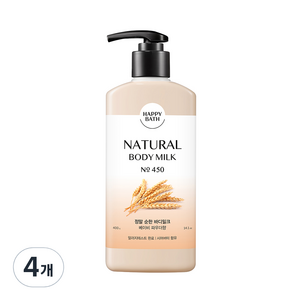 [비건뷰티] 해피바스 정말 순한 바디밀크 베이비 파우더향, 400ml, 4개