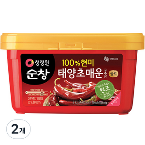 청정원순창 100% 현미 태양초 매운 고추장 골드, 2kg, 2개