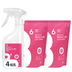 레인보우샵 베이킹소다 워터 다목적 세정제 500ml + 리필 500ml x 2p, 4세트