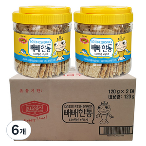 머거본 빼빼한통 오리지널맛 어포스낵, 120g, 6개