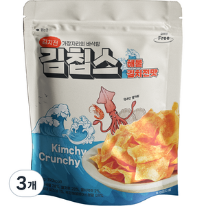 더다믐 김치부각 김칩스 해물김치전맛, 40g, 3개