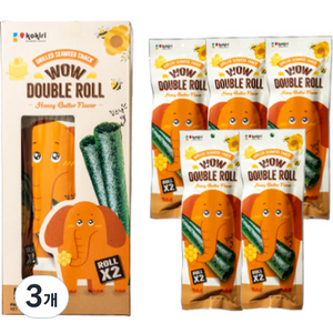 kokii 와우 더블롤 김스낵 허니버터맛 5p, 25g, 3개