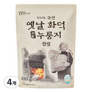 일일곡식 옛날 화덕 누룽지 찹쌀, 600g, 4개