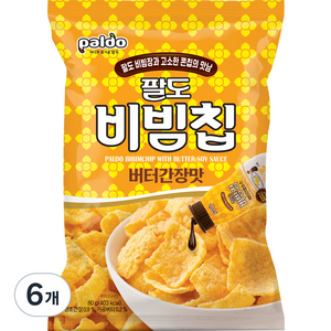 팔도 비빔칩 버터간장맛 스낵, 80g, 6개