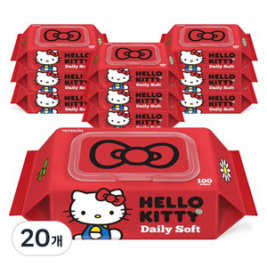 ITC 헬로키티 데일리소프트 물티슈 캡형, 100매입, 20개, 50g