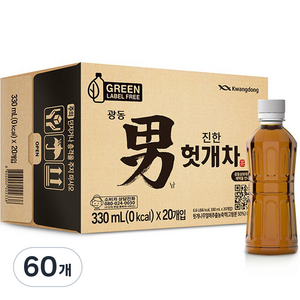 광동진한헛개차 그린 무라벨, 330ml, 60개