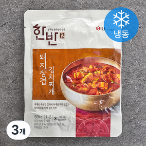 한반 돼지삼겹 김치찌개 1~2인분 (냉동), 500g, 3개