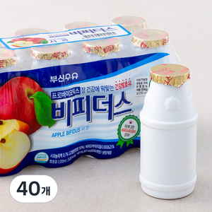 부산우유 비피더스 요구르트 사과, 140ml, 40개