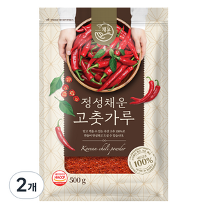 정성채운 국산 고춧가루 보통굵기 아주매운맛, 500g, 2개