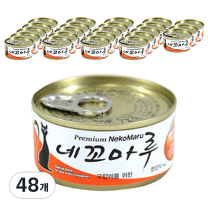 NekoMaru 고양이 간식캔, 참치+연어혼합맛, 80g, 48개