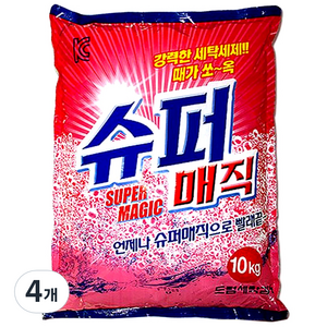 크린테크 슈퍼매직 분말세제 리필, 10kg, 4개