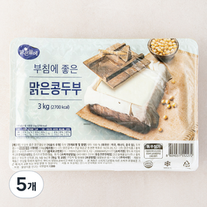 맑은물에 부침에 좋은 맑은콩 두부, 3kg, 5개