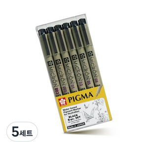 PIGMA 마이크론 볼펜 6p 세트, 블랙, 30개