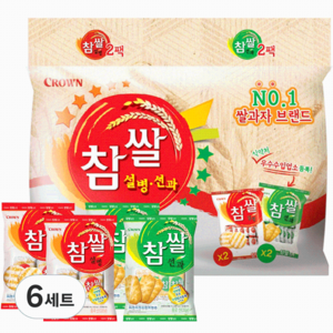 크라운 참쌀 설병 128g x 2p + 선과 115g x 2p 세트, 486g, 6개