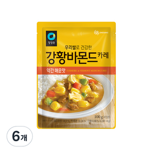 청정원 우리쌀 강황바몬드 카레 약간 매운맛, 100g, 6개