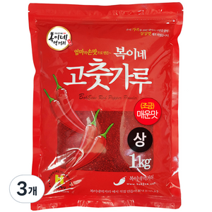 복이네먹거리 중국산 고춧가루 상 조금매운맛 찜용, 1kg, 3개